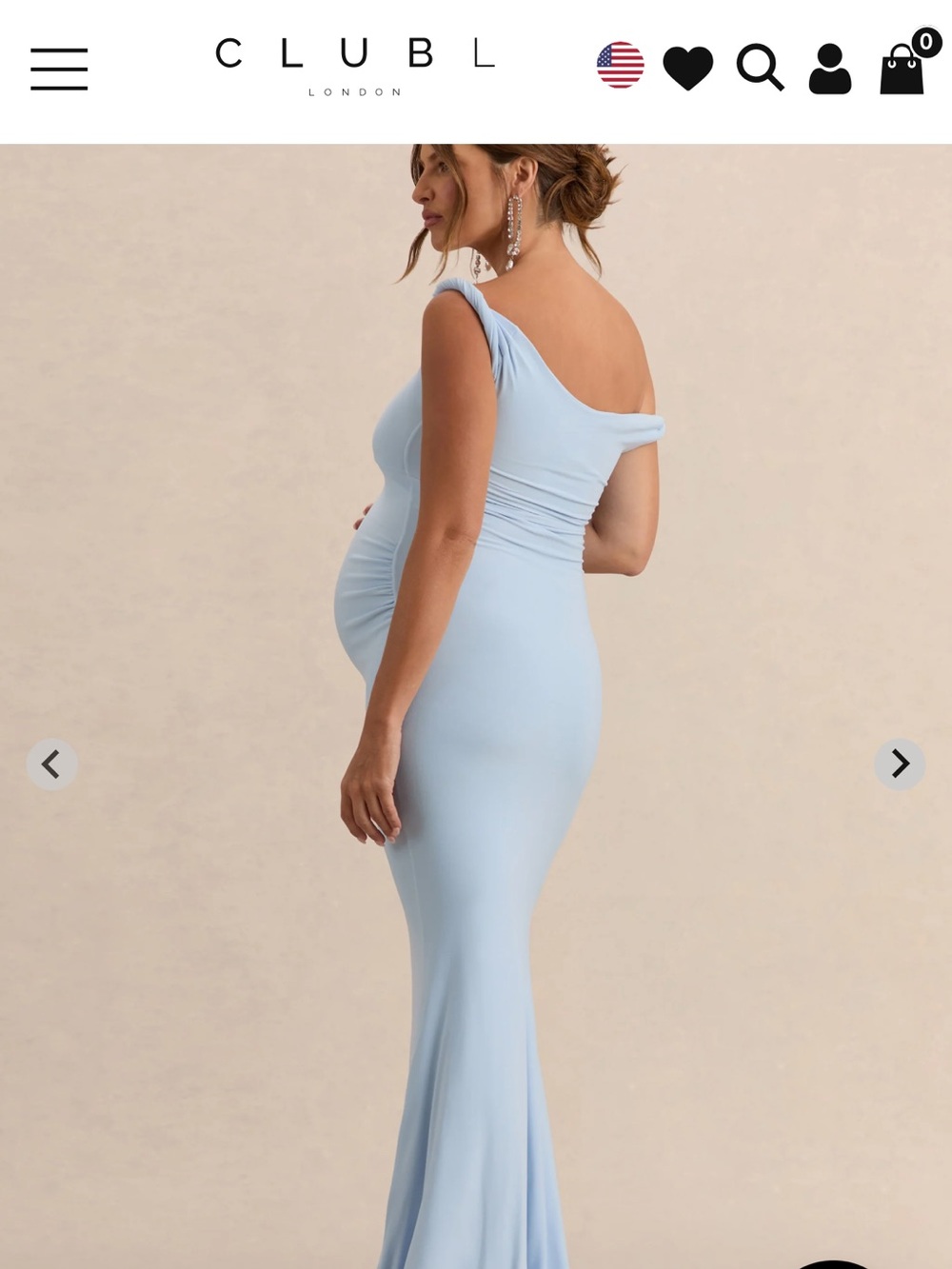 Club L London Pale Blue One-Shoulder Maternity Gown